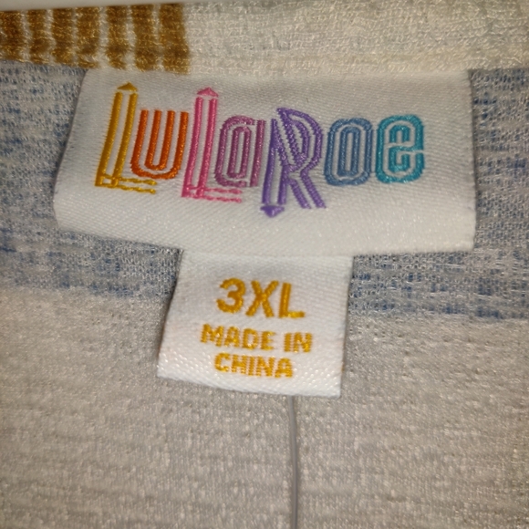 NWT 3XL LuLaRoe Rachael Sleeveless Top ZIPPER Beachy Colors Blue/Sand/White NEW - Picture 4 of 9
